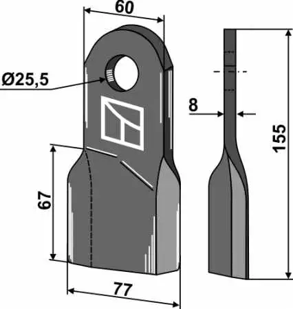 Schlegelmesser 155x60mm, links
